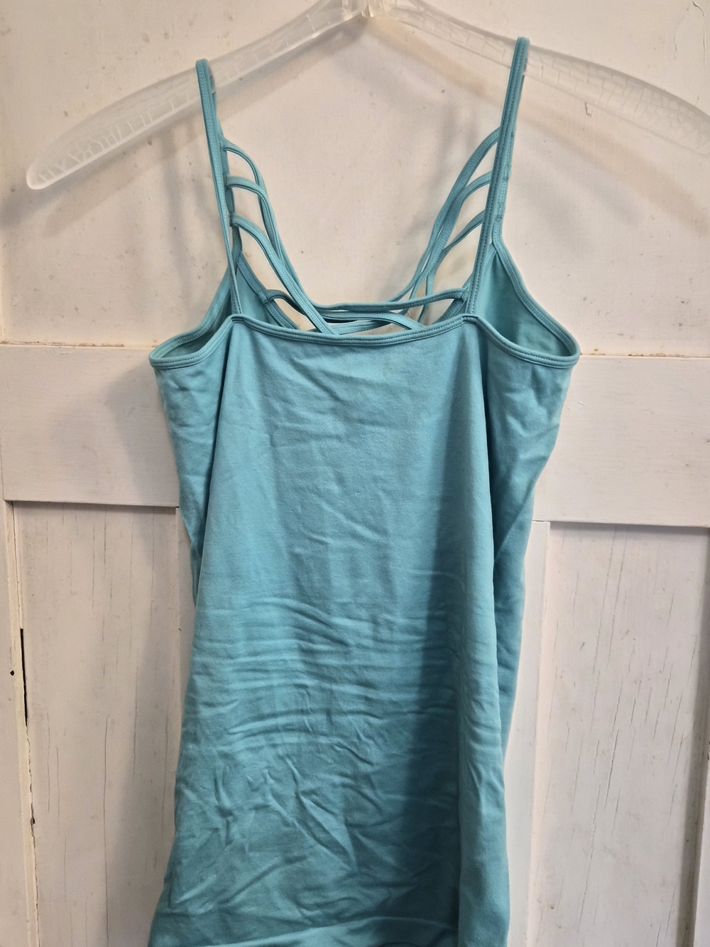 EUC Zenana Outfitters Teal Strappy Cami Tank Top Stretch L/XL - Picture 3 of 3